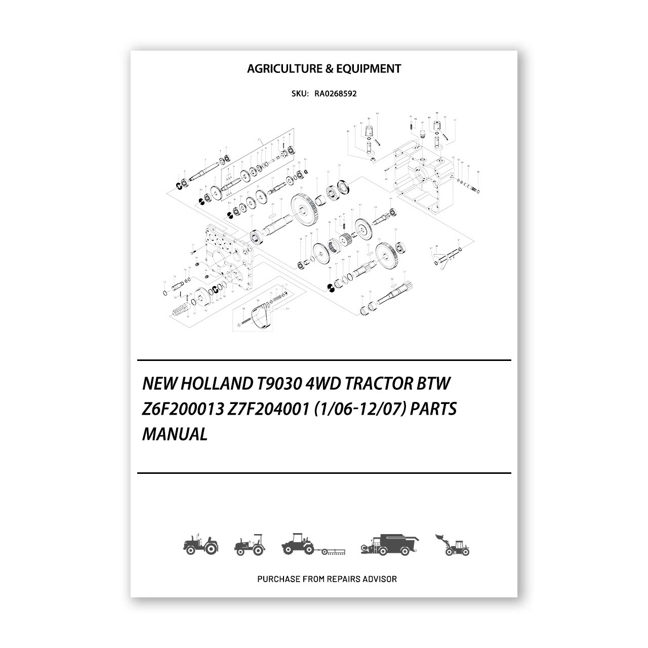 New Holland T9030 4WD Tractor Parts Manual