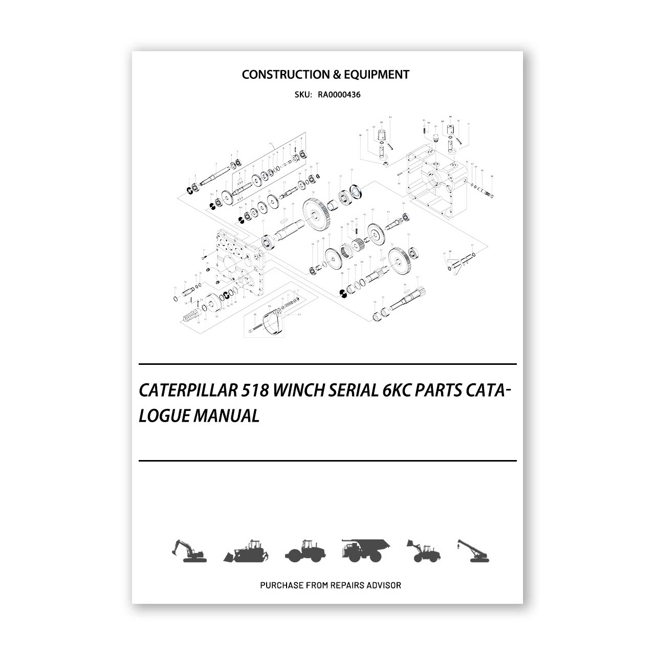 caterpillar 部品カタログ　3冊 Caterpillar 518 Winch Serial 6KC Parts Catalogue Manual