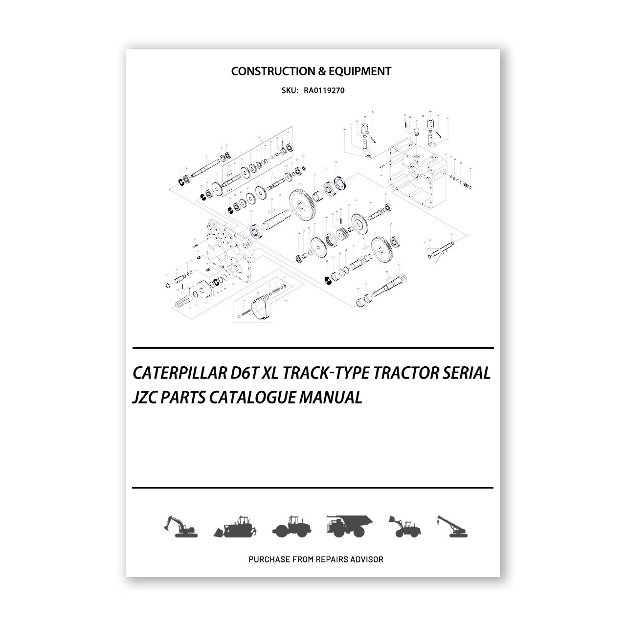 Caterpillar D6T Xl Track-Type Tractor Serial JZC Parts Catalogue