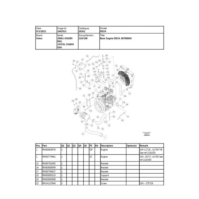 DD24 Volvo Asphalt Compactor Parts Manual