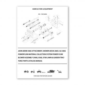 RA0166382_John-Deere-X485-Attachment-Mower-Decks-And-2-3-Bag-Powerflow-Material-Collection-System-Power-Flow-Blower-Assembly-X400-X500-X700-Lawn-Garden-Tractors-Parts-Catalog-Manual